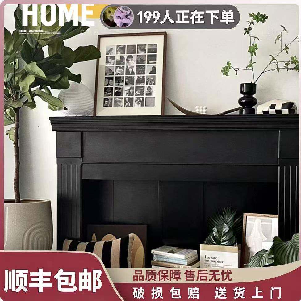 美式复古壁炉柜欧式民宿装饰柜背景墙电视柜白色简约婚礼壁炉架