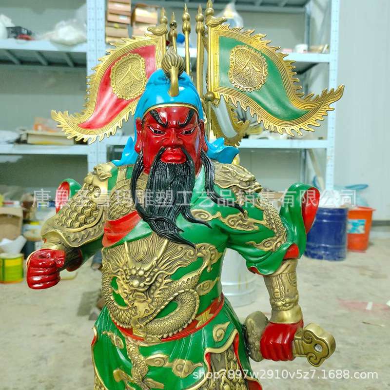 紫铜关公武财神关二爷战神高温着色家居公司伽蓝菩萨京铜摆件厂家