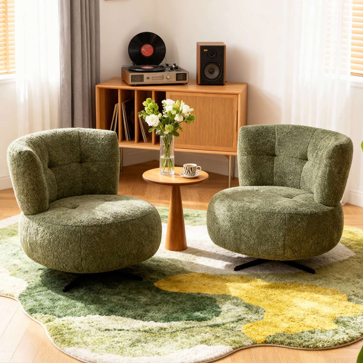 布艺沙发椅简约阳台椅可旋转客厅家用小户型民宿网红休闲椅简约椅