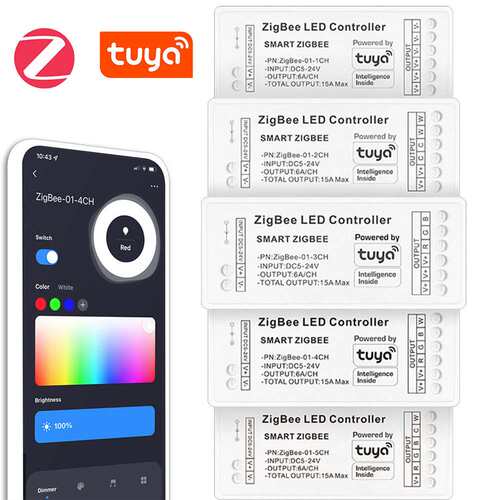 ZigBee单双色温控制器RGBW/CW触摸遥控调光变色LED控制器DC12-24V