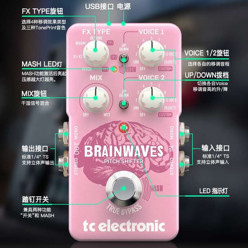 TC electronic Brainwaves PITCH SHIFTER复调移调吉他单块效果器