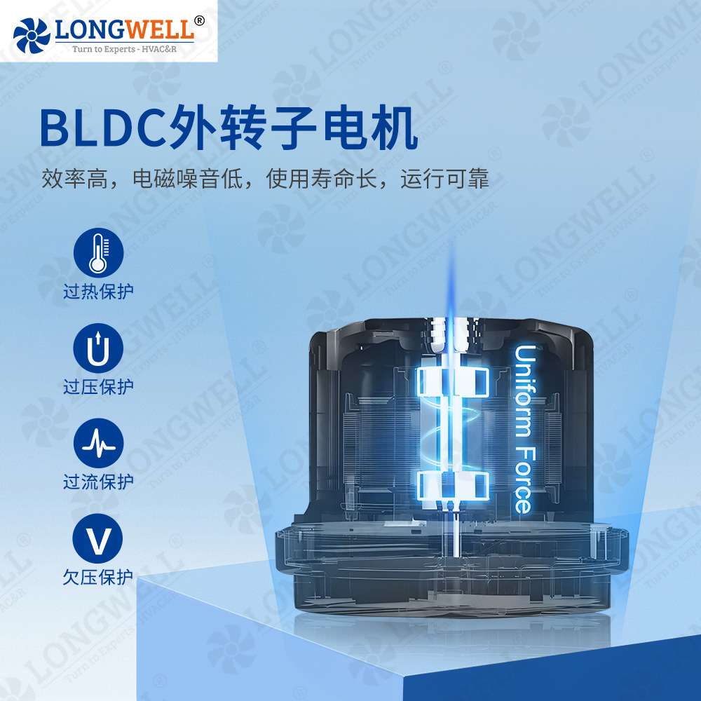 朗伟耐高温管道风机EC200低噪音新风系统圆形管道通风机工厂价