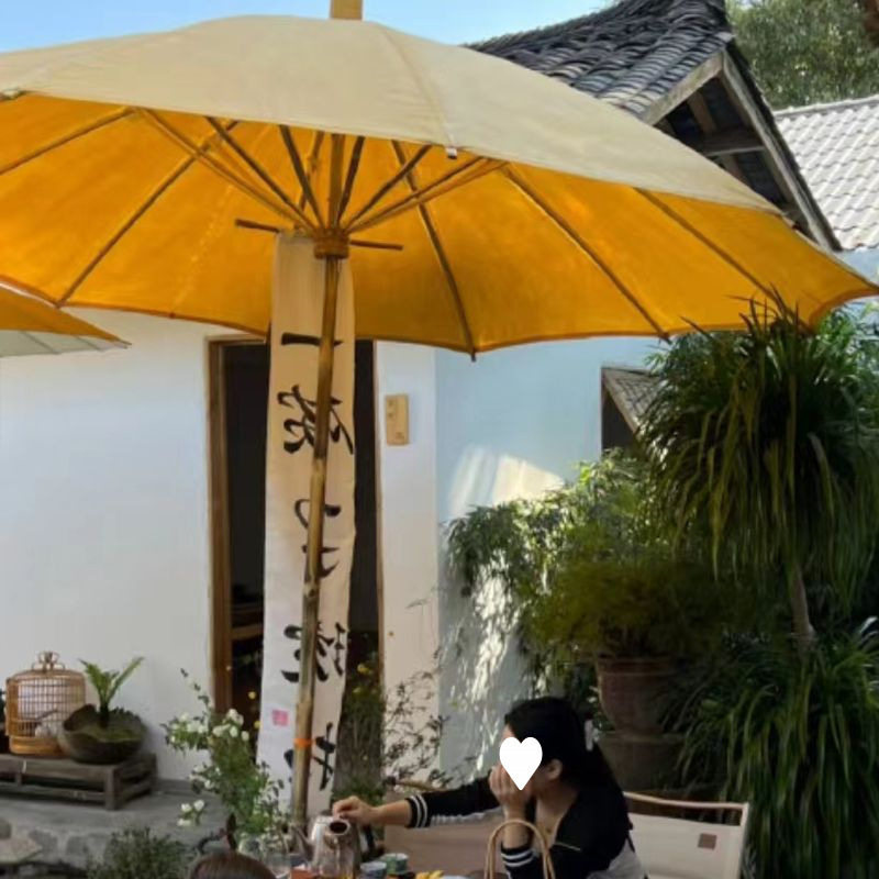 油布伞大黄伞摆摊布伞大号伞竹木商用伞复古景区伞油纸伞摄影庭院