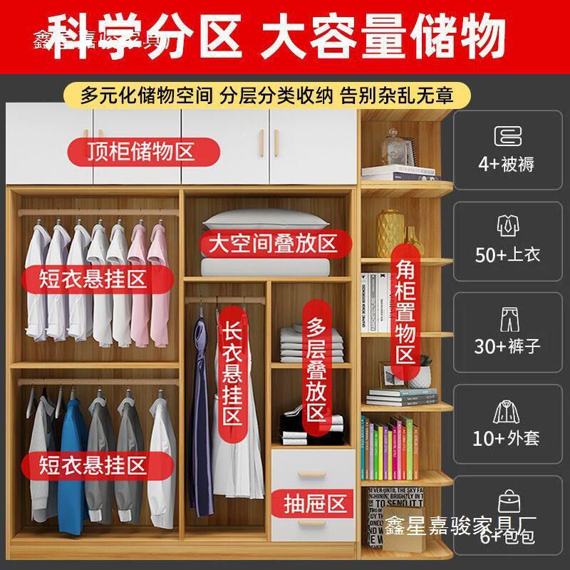 欧式衣柜实木现代经济型对开门衣柜家用卧室组装出租屋衣柜大容量