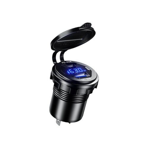 金属改装车充车载快充充电器USBQC3.0+PD压显示18w+45w大功率