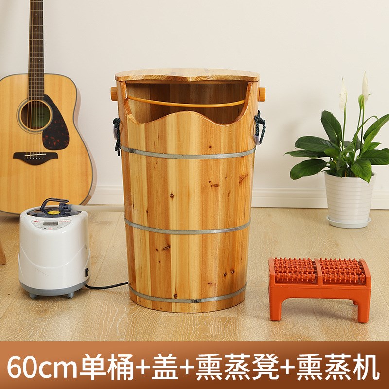 加热熏蒸泡脚木桶家用恒温汗蒸高深桶蒸汽木质过小腿过膝洗脚浴盆