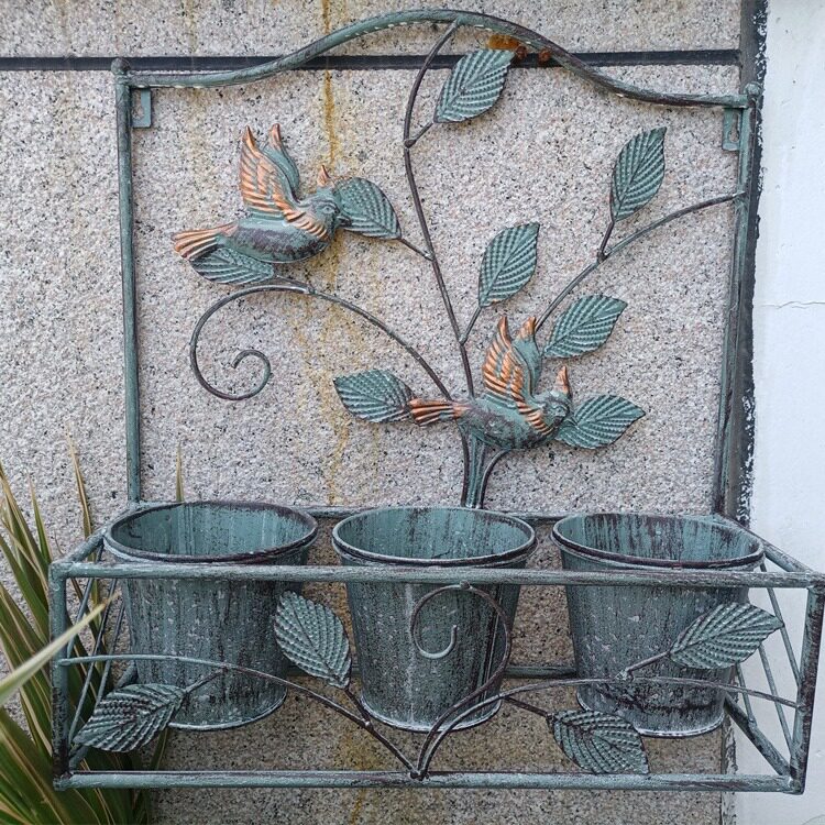 美式做旧小鸟三桶壁挂花桶