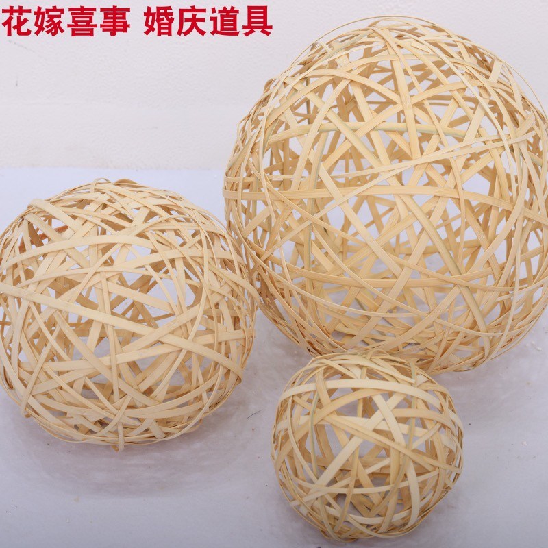 新婚庆道具手工编织球藤q球镂空圆球摆件吊顶商场橱窗美陈装饰布