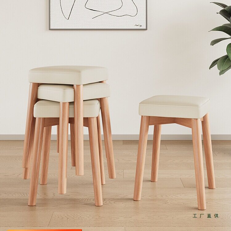 实木凳子家用餐凳原木备用餐椅餐厅可叠放椅子简约卧室梳妆化妆凳