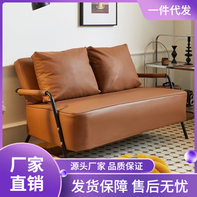 单人沙发客厅现代出租房双人小户型布艺沙发椅美式风格家具轻奢