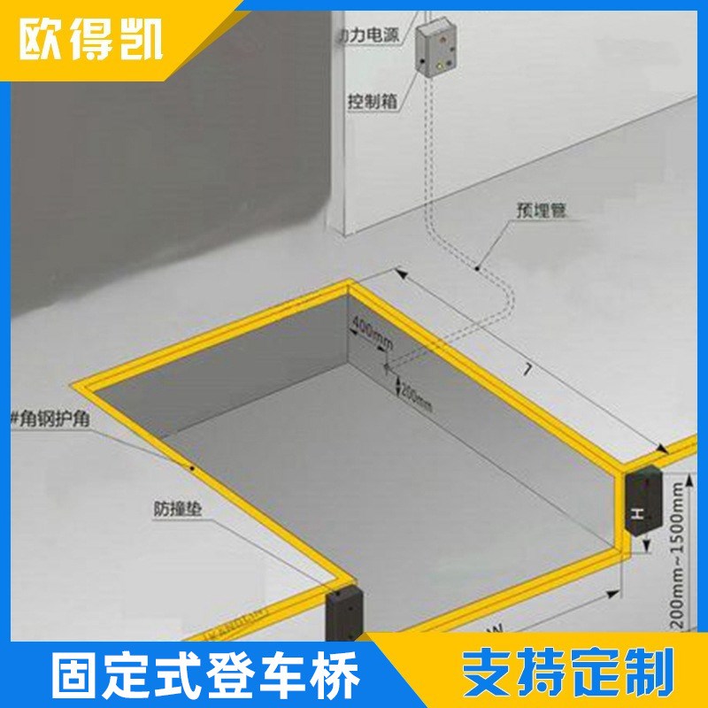 非标台边式登车桥6吨 手动高度调节板K装卸货机械 固定登车桥