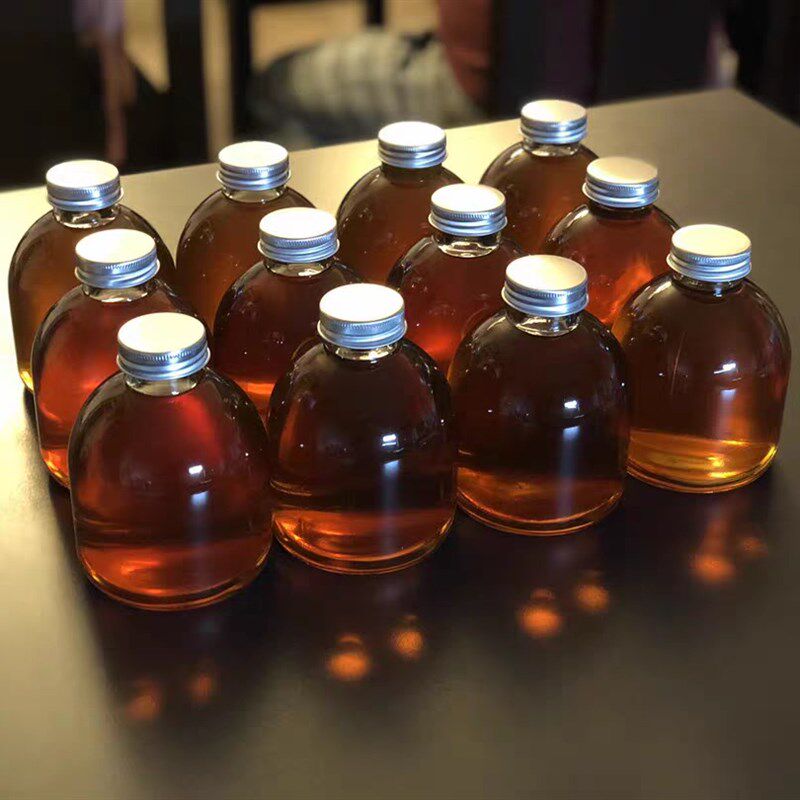 青梅杨梅果酒自酿分装网带瓶0璃酒瓶外红饮料瓶果汁奶茶瓶5玻0ML