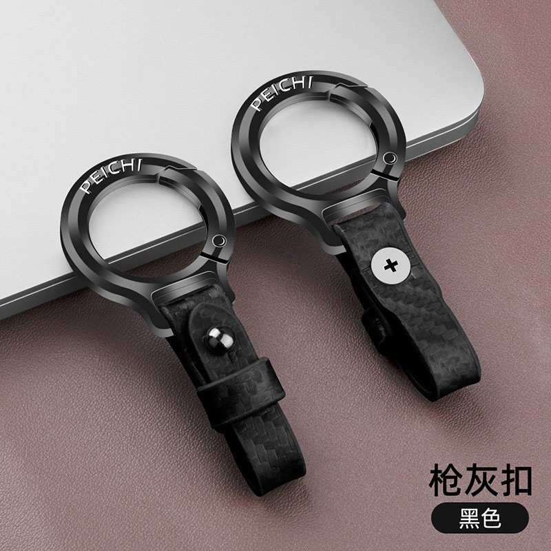 精致24款创扣新款汽车钥匙意扣约男士锁匙腰挂简件圈环牛皮挂饰链