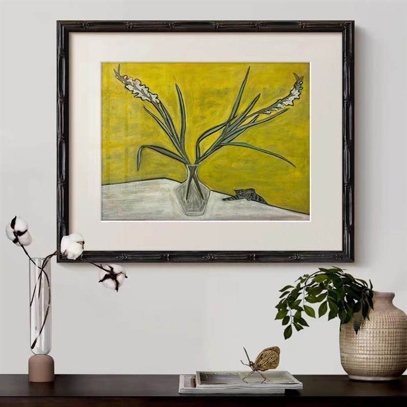 常玉暮兰》法式复古中国风客厅装饰画南洋中古风餐厅W玄关花卉挂