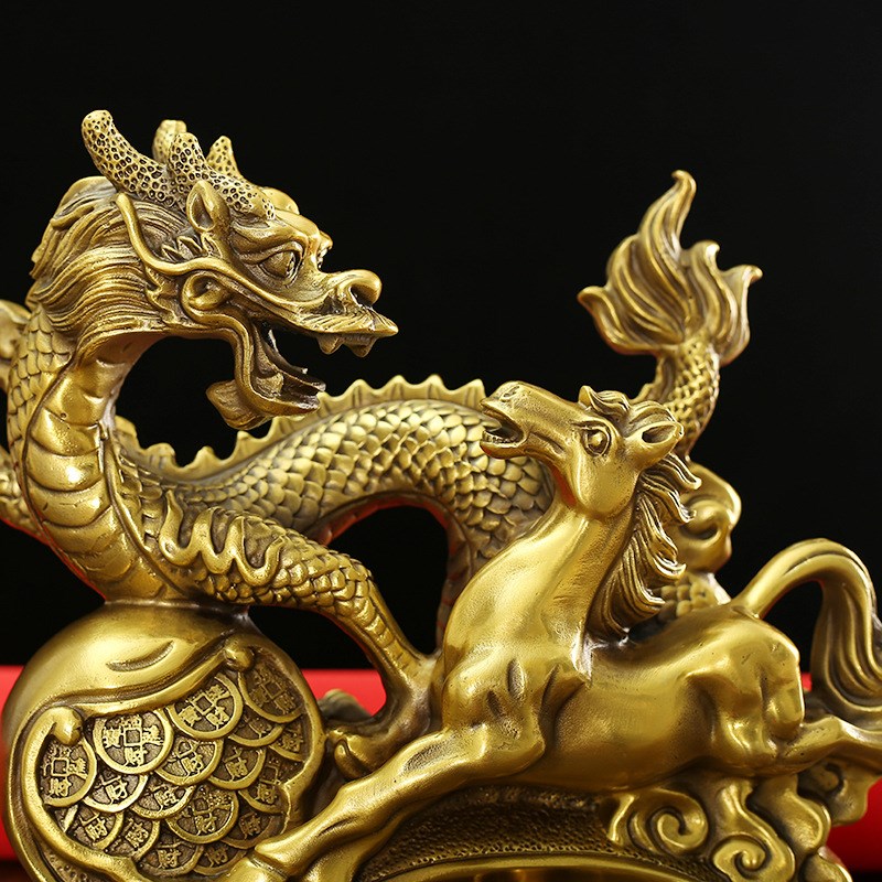纯铜龙马精神摆件 一马当先马到成功生J肖金钱龙家居办公室工艺品
