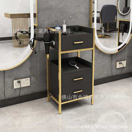 黑色发廊推车理发店收纳置物架储物推车美发工具柜salon trolly