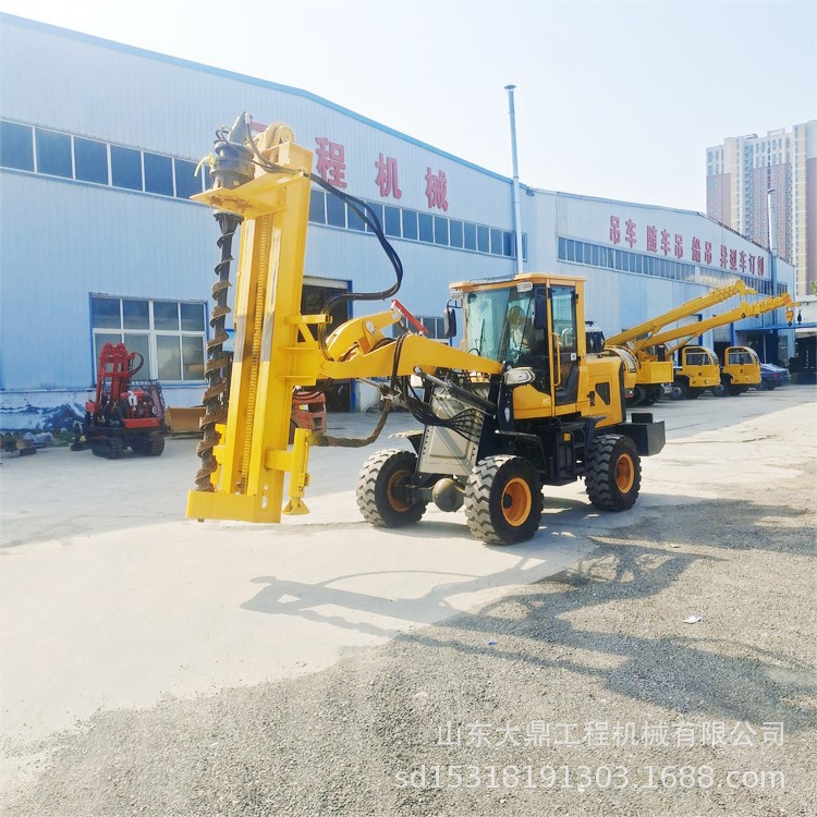 路灯杆铲车打桩机 装载机改装移动方便 地基电线杆多用钻孔机