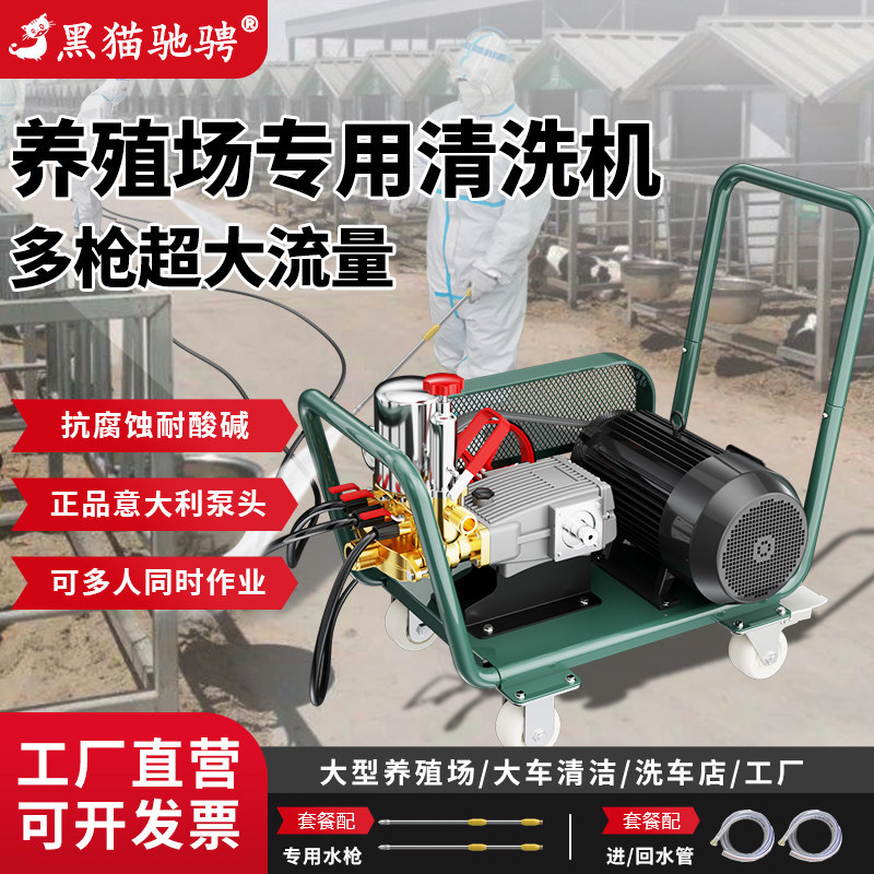 黑猫驰骋商用洗车机超强功率压力泵养殖场专用高压清洗机洗地神器