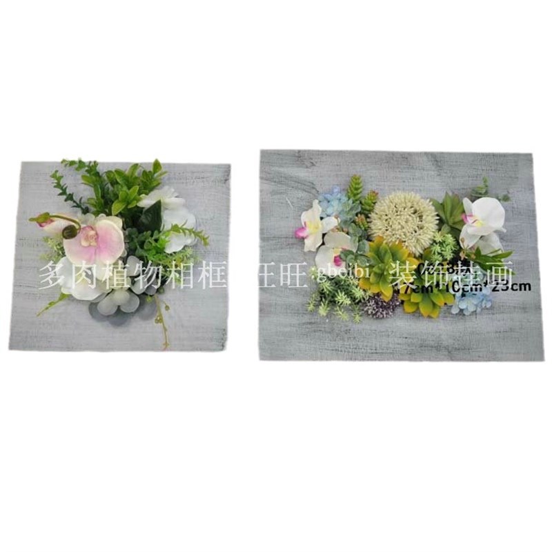 仿真植物相d框乡村墙面装饰木质相框 客厅植物壁 多肉植物模型