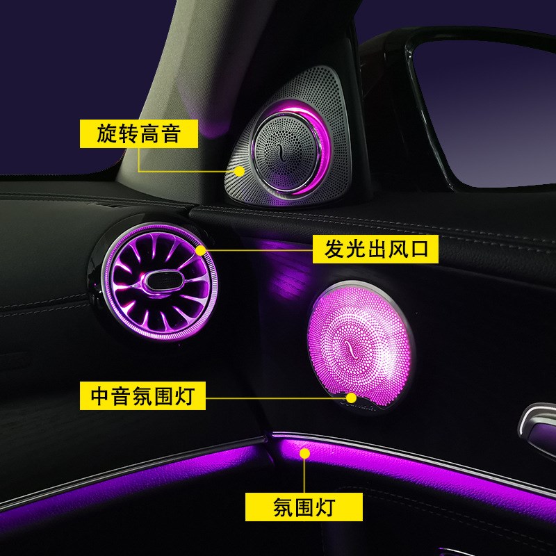 适用奔驰E级柏林之声旋转高音213发G光喇叭音响盖板出风口原厂改