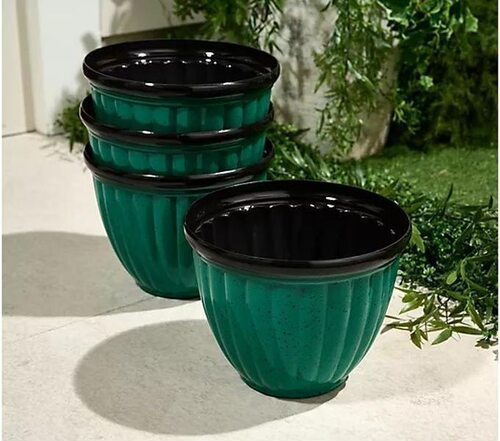 T 50386 Ribbed Plastic Planters for Home Office 罗纹塑料花盆
