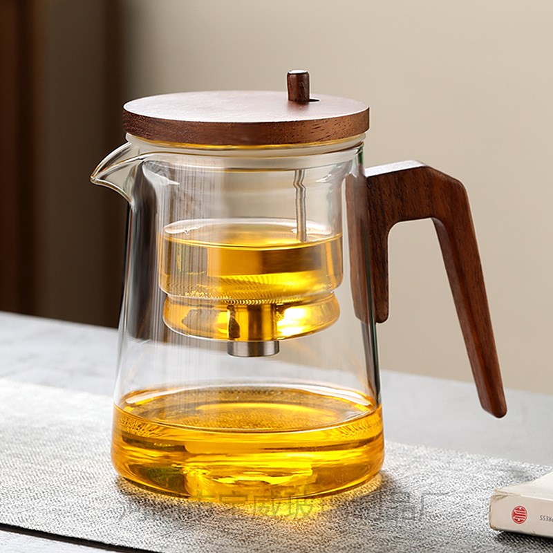 耐热玻璃泡茶壶新款o家用按压式一键茶水分离滤茶耐高温飘逸杯茶