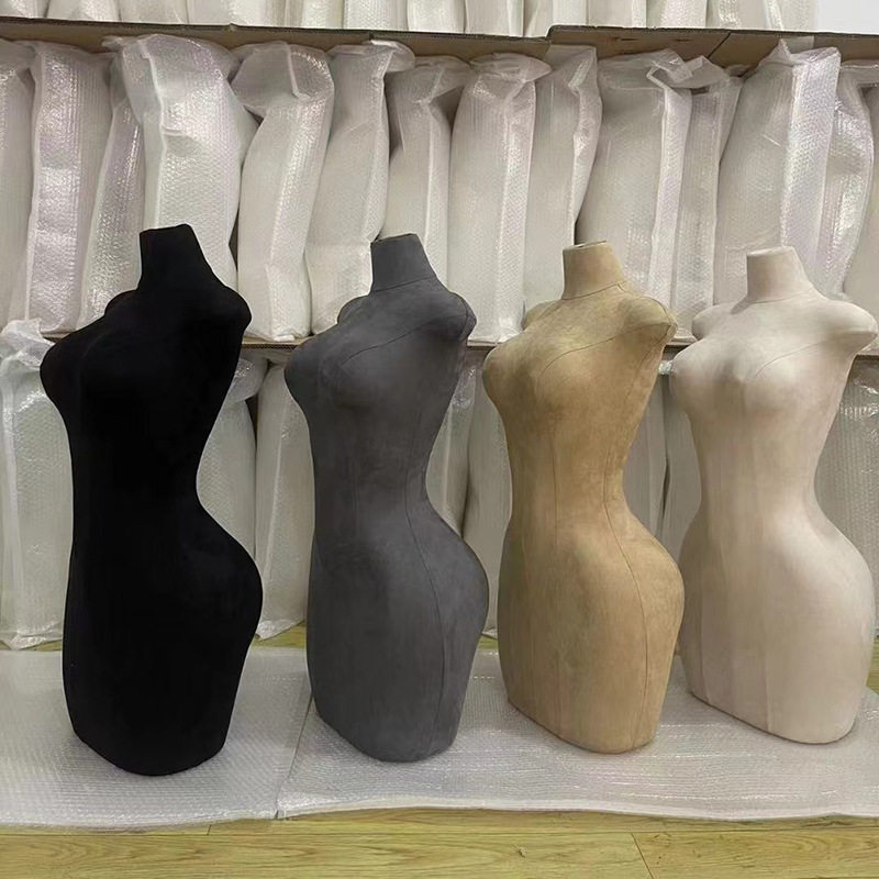 欧美大码模特道具女半身假人模特人偶麂皮绒模特展示架