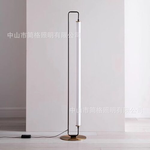 极简现代铁艺玻璃发光圆柱落地灯