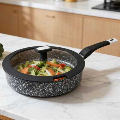原单陶瓷深煎锅欧美雪花陶瓷各种锅具套组不粘锅ceramic pan