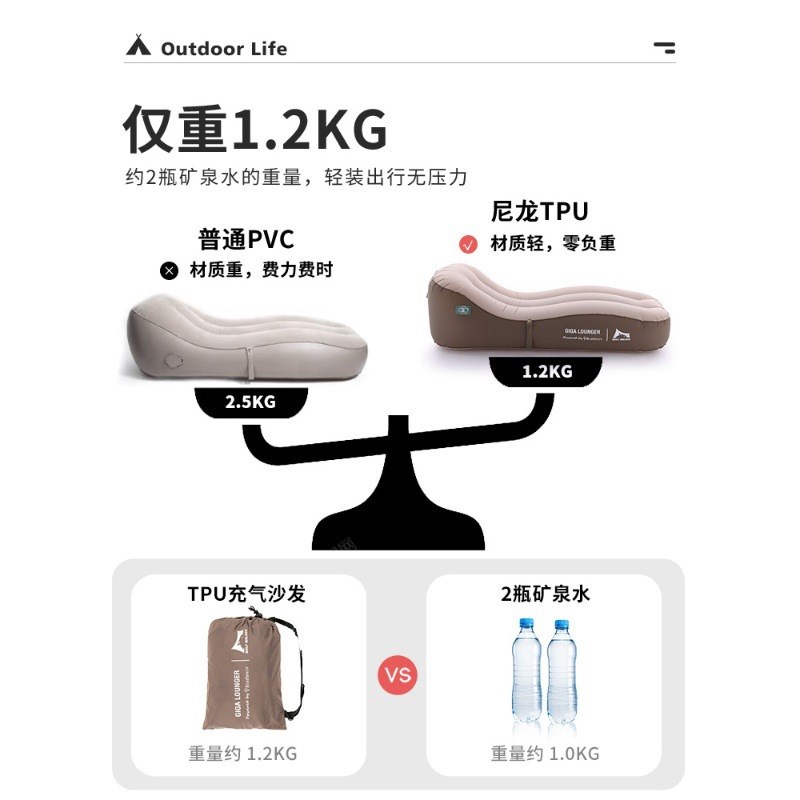 自动充气沙发户外露营便携式气垫床懒人I午休家用充气床垫空气躺