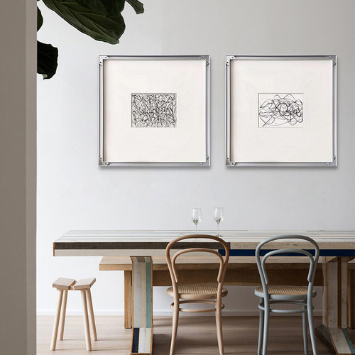 线性极简黑白线条装饰画现代简约书房挂画小众艺术装置反框摆画