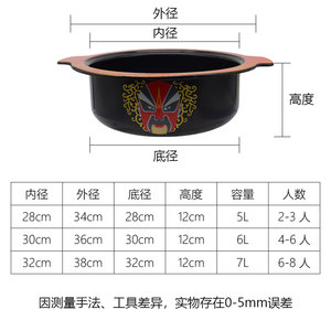 川小老火锅专脸锅用谱加深商用搪瓷清汤锅珐琅鸳鸯锅渝郡肝铸铁锅