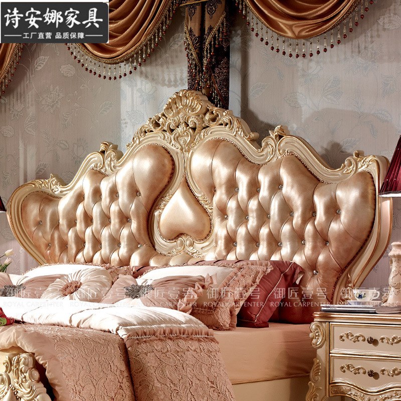 欧式 皮艺床实木床主卧1.8米D婚床 1.5m公主床奢华别墅