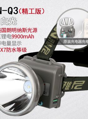 雅尼式N-Q3白光led潜水头灯赶海强光充电超亮远射防手头戴Y水电筒