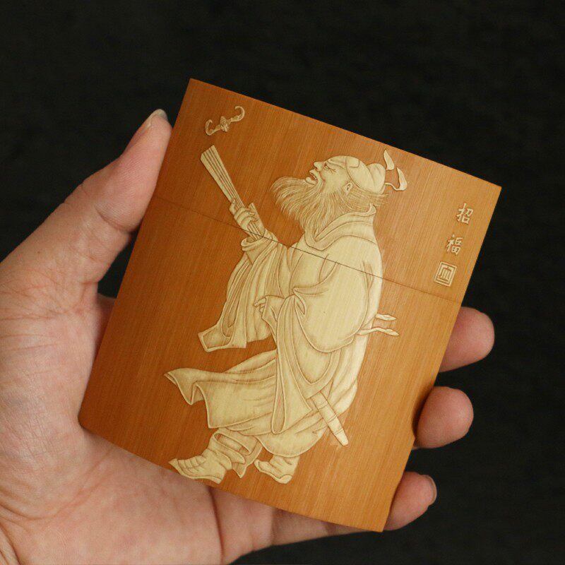 十只装粗烟烟几年老玉竹纯手工精工馗青雕刻钟留神威十盒把件