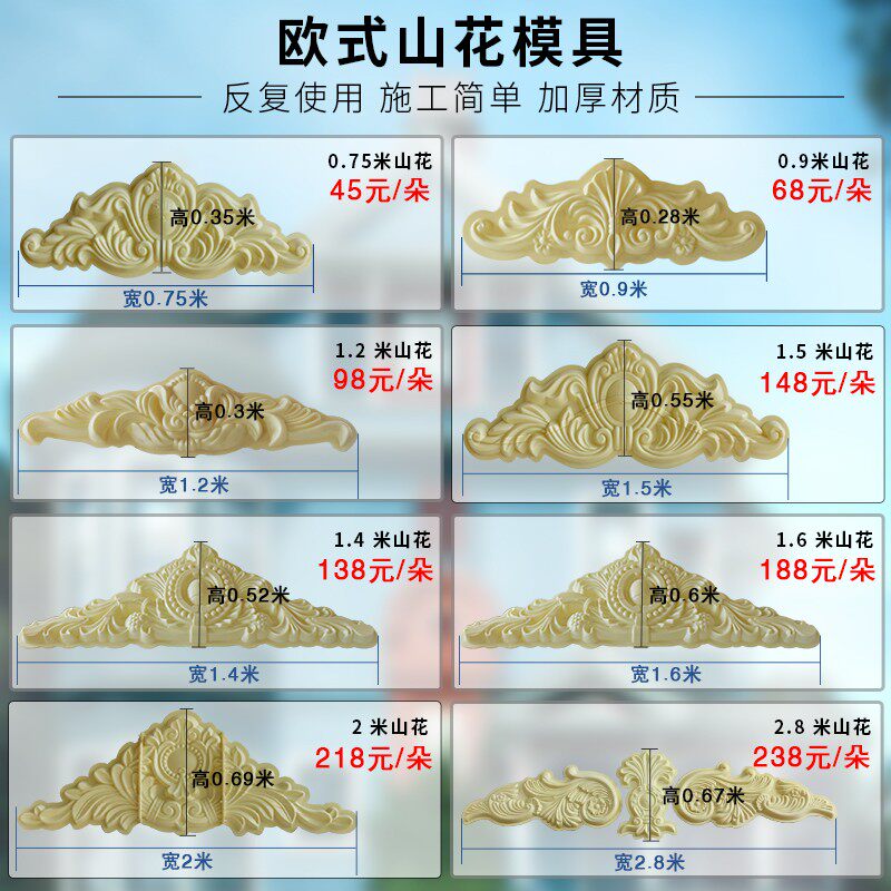 山花雕具花板欧式别墅外墙装饰水泥贴花模型窗花浮模花贴墙花模板