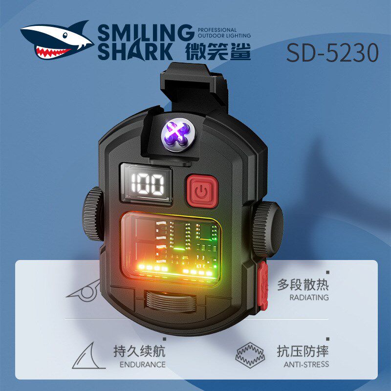 微笑鲨三光源电弧照明灯旋转陀螺迷你静音点烟手电筒多功能随身灯