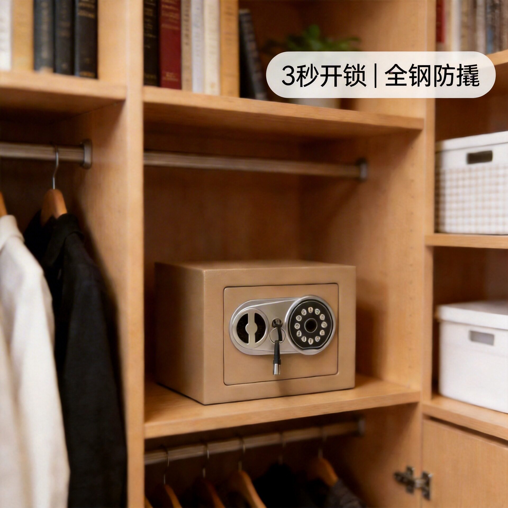 厂家直销可隐藏小型指纹密码保险柜防盗家用迷你保险箱全钢可入墙