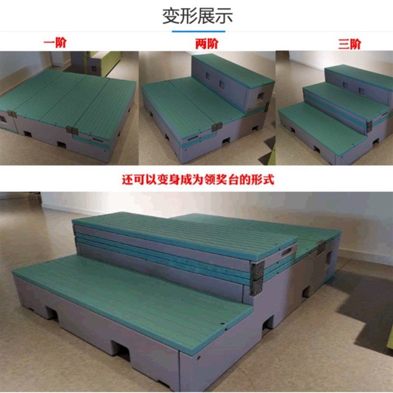 PE合唱台塑料新式可折叠移动合唱台阶带轮三层音乐W大合唱梯舞台2