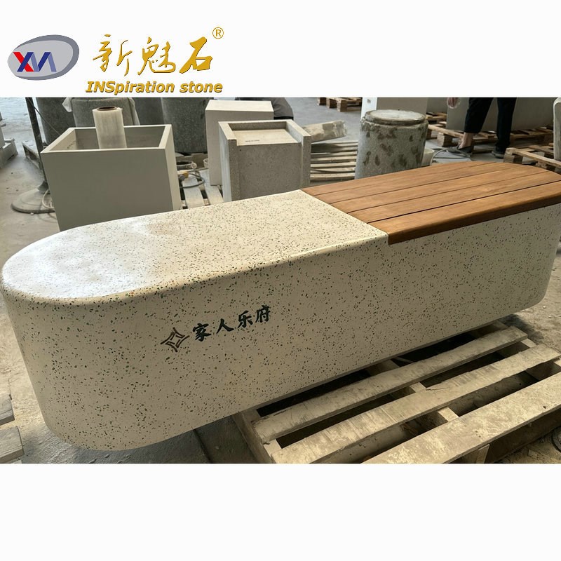 园林景观露天泰科石仿木坐凳防腐木坐凳公共场所仿石水Y磨凳子座