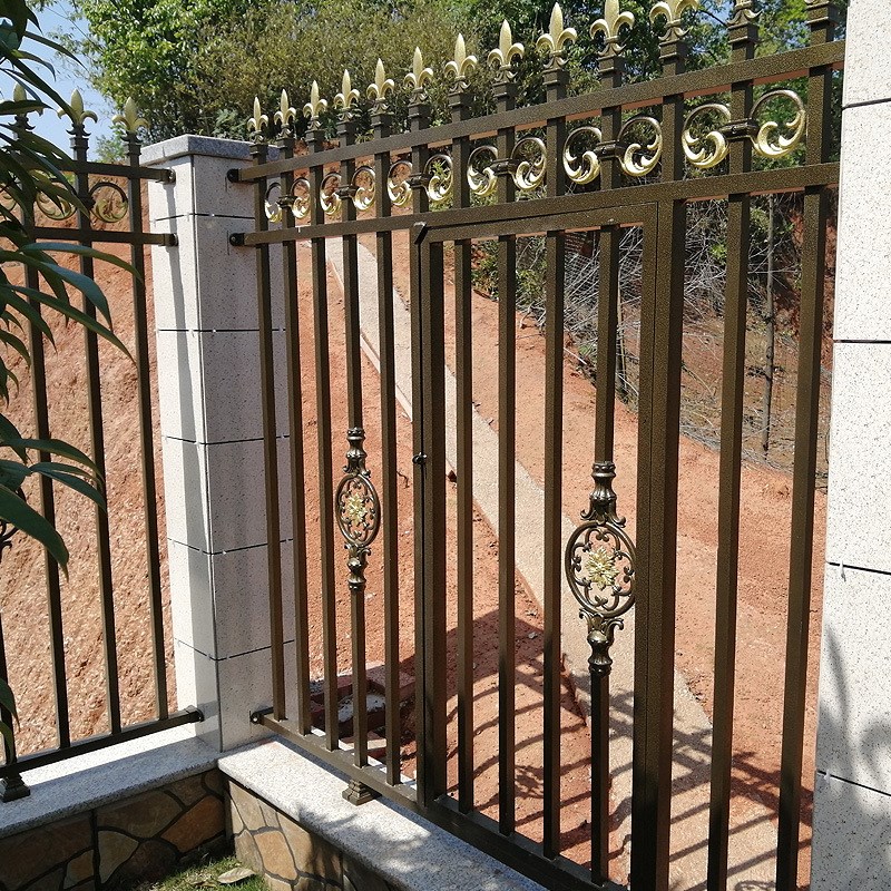 别墅铝艺护栏安装高端古铜铝合金栏杆描金M住宅酒店铝栅栏定做测