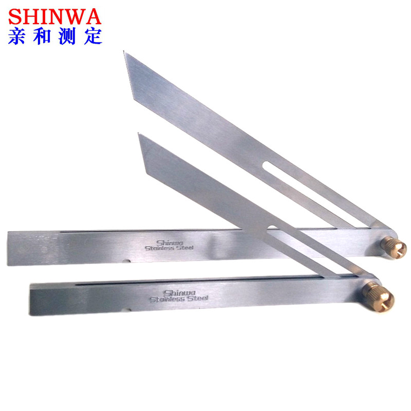 亲和活动角尺不锈钢日本SHINWA企鹅自由调节角度定规拐尺15cm25cm