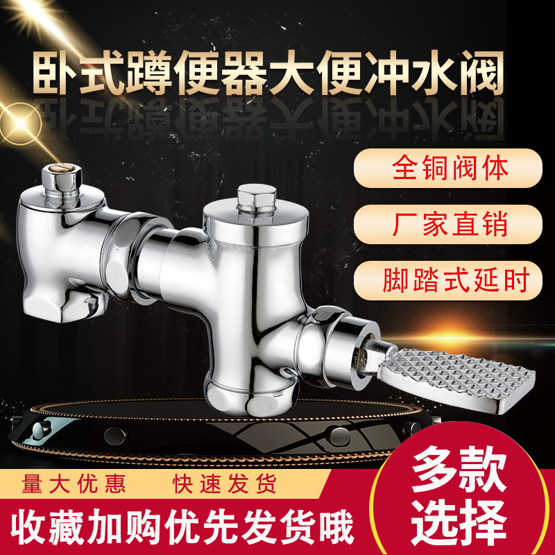 公厕卫生间蹲便器脚踩冲水开关全铜蹲便器冲水阀手按式大便冲洗阀
