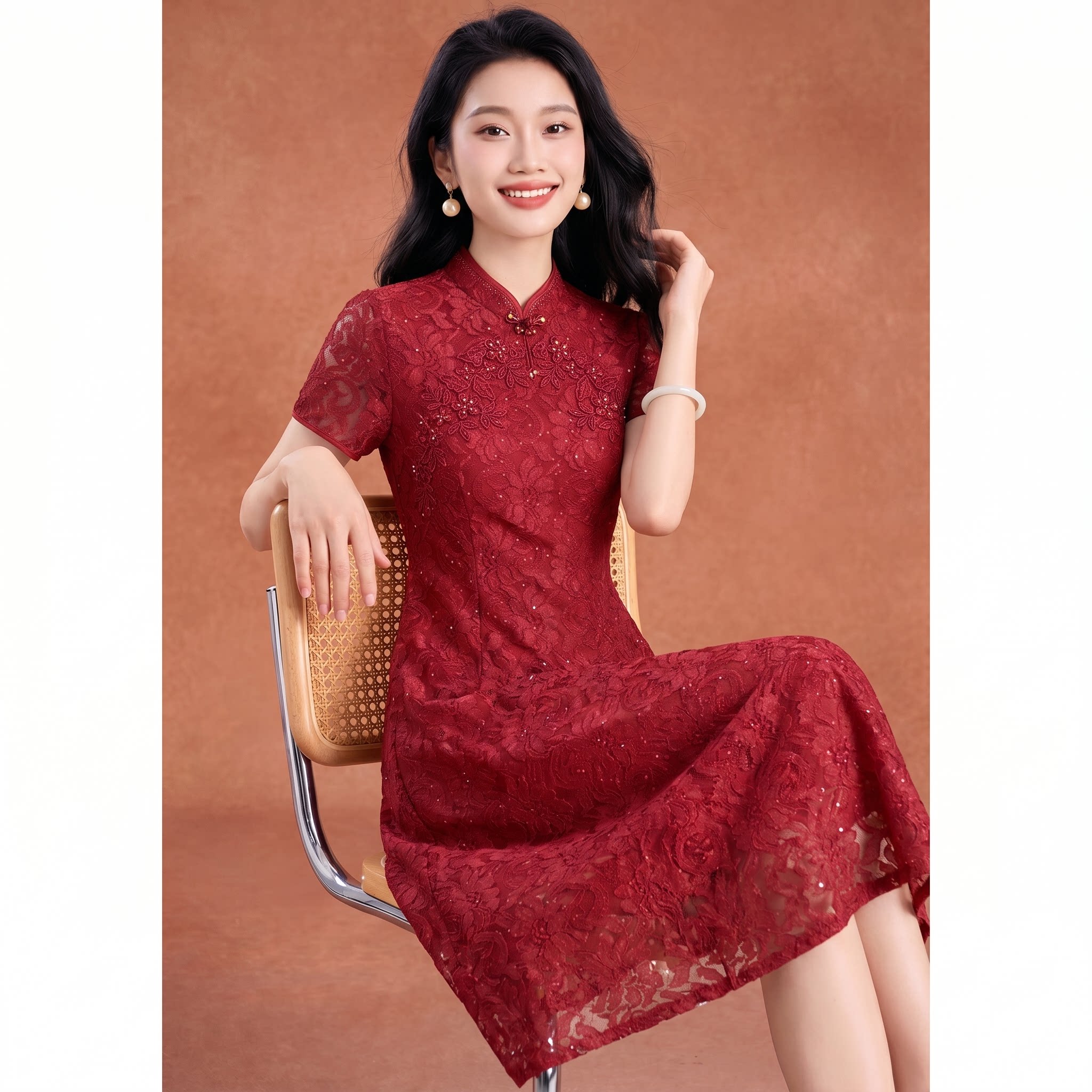 喜婆婆旗袍连衣裙女2026新款夏十三行妈妈高端婚宴礼服轻奢高级感