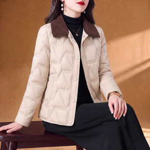 菱格小香风棉服女款2026新款冬季小个子棉袄夹棉轻薄款高级感外套