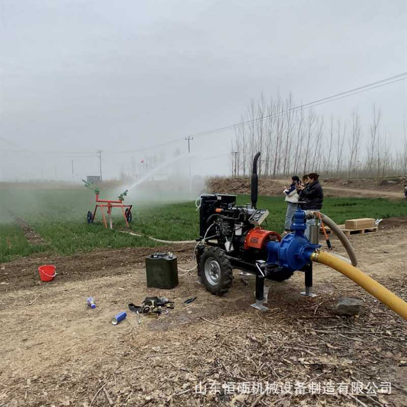 浇地效率高省人工60马力四缸高压抽水泵 柴油拖车款高扬程喷灌泵