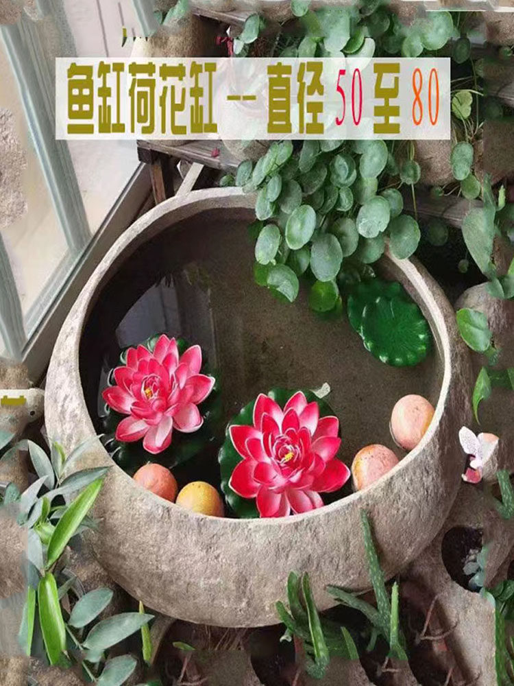 批发石头鱼缸办公室小鱼缸阳台室外流水庭院造景鹅卵石日式水钵睡