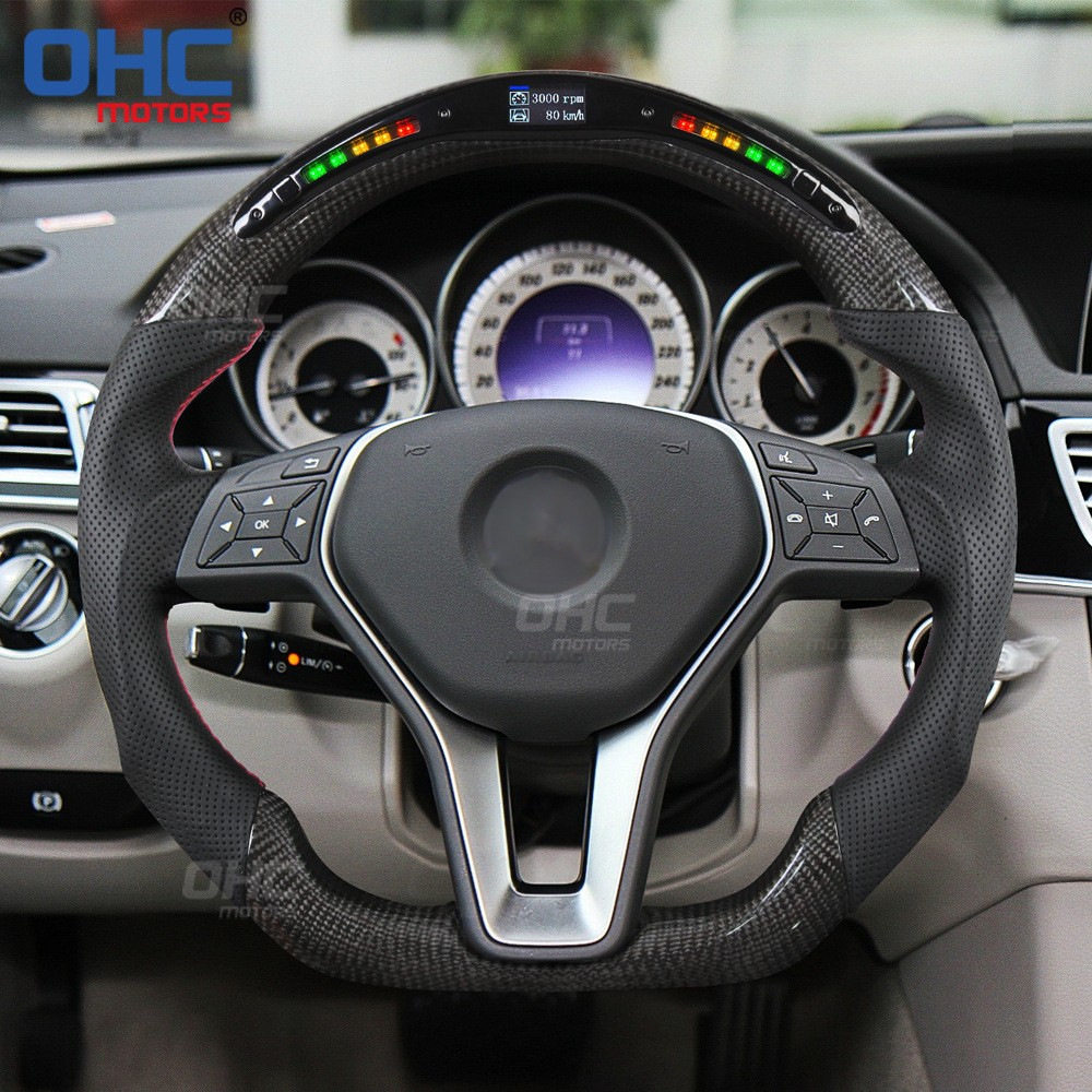 LED碳纤维方向盘适用于奔驰C E B A CLASS CLA GLA CLS 赛车改装