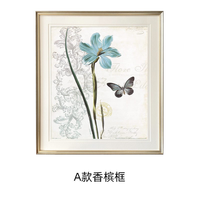 现代卧室挂画床头壁画有框植物花美式装饰画餐Q厅有框画兰花卧室
