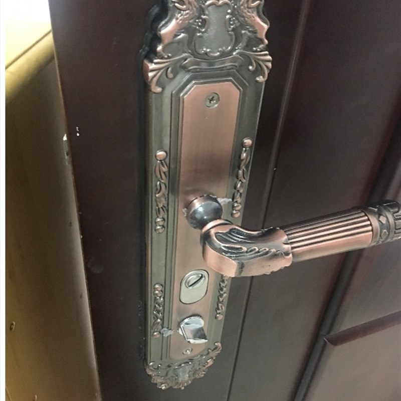 防盗门锁大门把手铝老式锁拉手红古铜入户把手复古锁铝合金门包邮